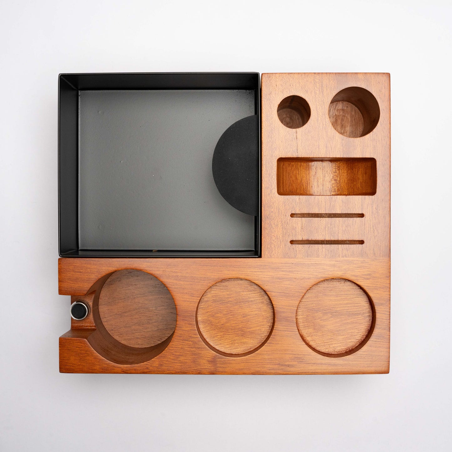 Coffee Tamping Station & Knock Box (Mahogany)