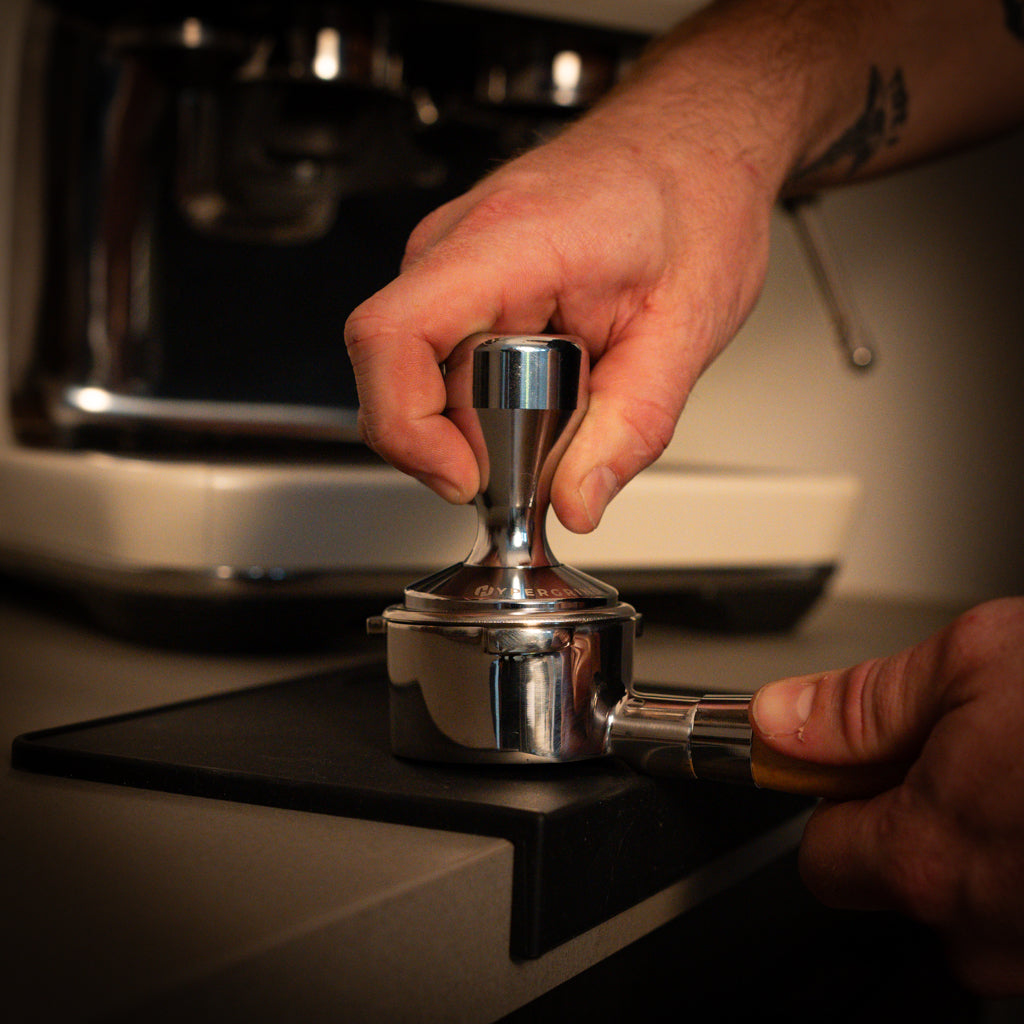 Stainless Steel Coffee Tamper in portafilter 